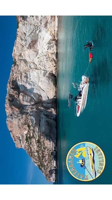 Cagliari: Wakeboard and watergames - Colorful cave swims: torches, snorkel, and that clear-water feeling