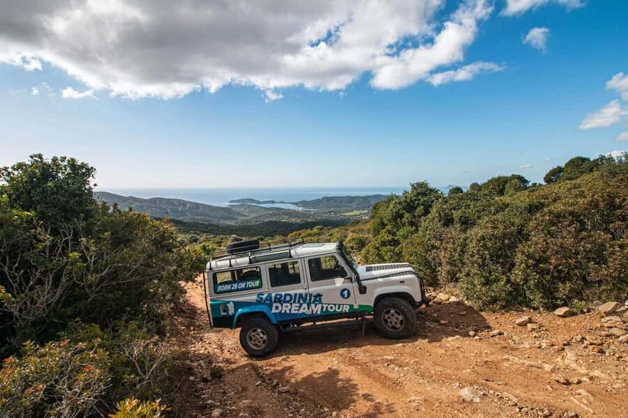 From Cagliari: 4x4 Mountains & Beaches of Chia area - Guide energy and small-group benefits on a 12-person ride